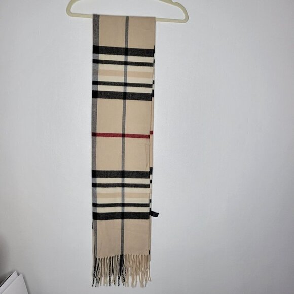 Fraas Made in Germany Plaid Scarf Neutral OS - Picture 3 of 7